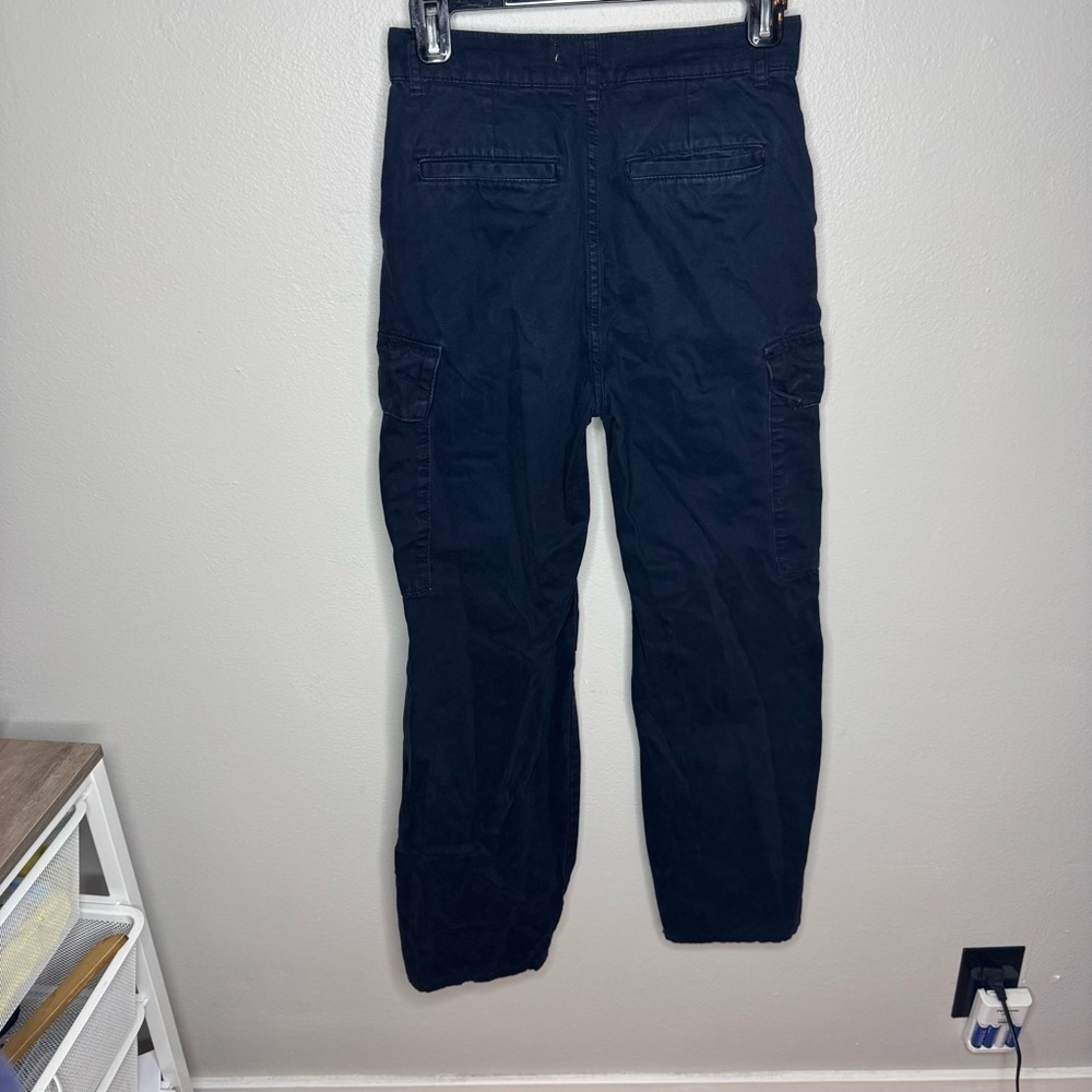 Zara High Rise Cargo Straight Leg Pant in Navy Blue - Picture 8 of 9